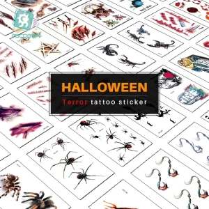 47 Different 3D Halloween Zombie Blood Lip Hand Tattoo Sticker Temporary Tattoo Fake Scar Tattoo Stickers