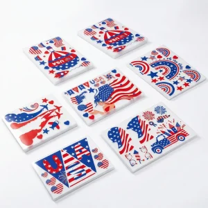 4th July Waterproof Paper UV Varnishing Digital Printing 3D Window Stickers 7Pcs Set American Flag Independence Day Decoration