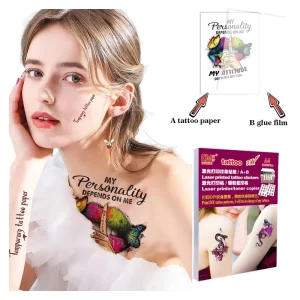 5 Sets A4 White DIY Transparent Waterproof Tattoo Sticker Paper for Face and Body