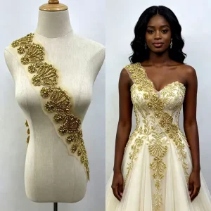 5 Yards in a Pack Handmade Golden Crystal Bridal Belt Luxury Wedding Dress Embellishment Factory Supply