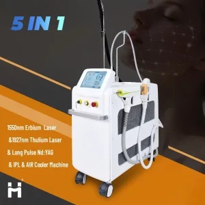 5 in 1 Thulium Laser 1927nm 1550nm Fractional Fiber Laser IPL Long Pulse Nd YAG Machine for Skin Rejuvenation Scar Removal