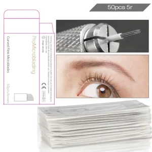 50 Pieces 5R Microblading Needles Microblading Shading Needles Micro Blading Permanent Makeup Needle Eyebrow Embroidery
