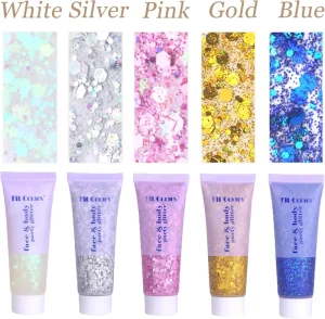 50ML Face Body Glitter Gel Makeup Mermaid Sparkly Chunky Hair Glitter Face Paint