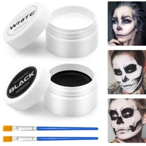 50ML Kids Halloween Clown Body Paint Makeup Set with Black and White Colors