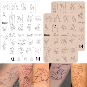 50PCS Custom White/Pink Double-Sided Silicone Tiny Tattoo Practice Skin with Pre-Stenciled Designs for Body Art Training