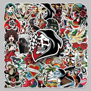 50PCS Factory Stylish Waterproof Eco friendly PVC Material Tattoo Stickers for Phone Cases Bicycle Decoration Stickers