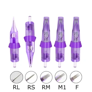 50PCS Tattoo Cartridge Disposable Needles Bugpin 0.3MM RL RS RM M1 Series for Permanent Makeup Tattoo Set