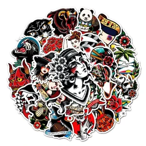 50Pcs Beautiful Sexy Girl Tattoos Graffiti Sticker for Adult Diy Phone Case Table Luggage Laptop Guitar Tattoo Stickers