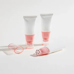 50g Plastic Cosmetic Soft Flat Tube with 6 Roller Ball Massage Applicator for Cosmetic Use Neck Cream Ointment Gel Eye Cream