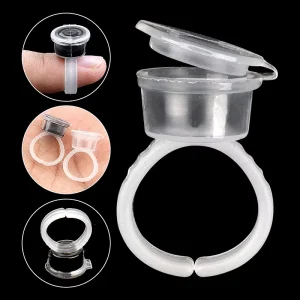Tattoo Pigment Ink Ring Cups Eyelash Extend Glue Holder Container With Lid Cover Cap Permanent Makeup Microblading Tool