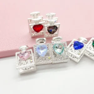 51074 Love Rhinestone Diamond Crystal Heart Metal Perfumed Shape Beads For Pens DIY Jewelry Phone Chains Accessories