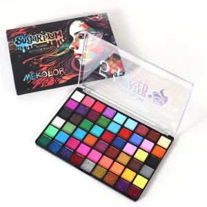 54 Color + 10-Piece Brush Set Pearlescent Fluorescent Water-based Body Art Pigments 240g Christmas Body Painting