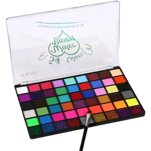 54 Color Water Based Face Paint Set Makeup Cosplay Kit with Art Brushes Stencils for Body Painting Supplies