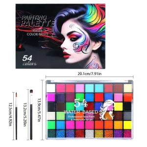 54 Colors Water Based Face Paint Kit With Brushes Stencils Sponges for Kids Adults