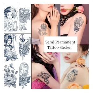 54 Sheets Small Size Arm Temporary Water Transfer Herbal Juice Semi-Permanent Tattoo Stickers, 15 Days Wear