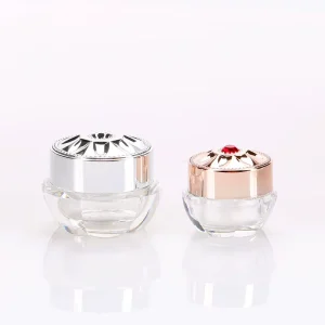 5g 10g Luxury Acrylic Cosmetic Jar with Jewel Top Lid Silver Empty Pot for Eye Cream Face Cream