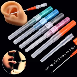 5pcs lot Sterile 316L Surgical Steel I.V. Catheter Cannula Piercing Needles 20 18 16 14 Gauge Body Piercing Tattoo Tools