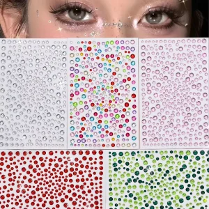 5pcs/set AB Diamond Face Stickers Pearl Colorful Rhinestone Gem Facial Sticker Eyes Body Mix Bead Jewels Tattoo Sticker