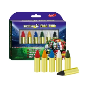 6 Color Face Paint Crayon Set Sports Makeup Sticks for Team Spirit Festivals Events