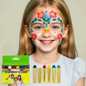 6 Color Safe Face Painting Pen Washable Body Paint Crayon Stick Set for Halloween & Birthday Parties