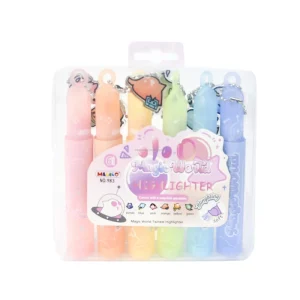 6 Colors Cute Cartoon Charm Soft Pastel Cream Marker Pens Bulk Kawaii Stationery Glitter Highlighter For Resale