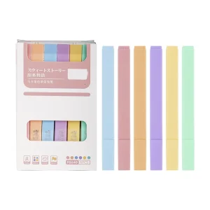 6 Colors Pastel Highlighter 1-4mm Soft Smooth Chisel Tip Smudge-Proof Quick-Drying for Students Professionals
