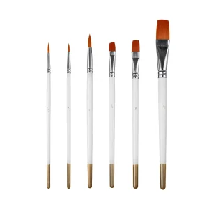 6-Piece Pointed-Tip Watercolor Paint Brush Set for Body Painting