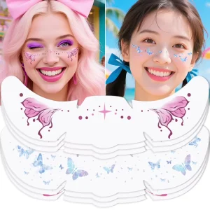 6 Sheets Colorful Glitter Tattoo Stickers for Adults and Kids