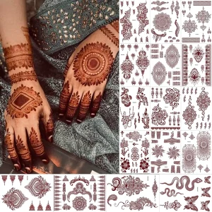 60style Waterproof Temporary Hand Tattoo Stickers Mehndi Design Full Hand Temporary Tattoo Stickers for Body Paint