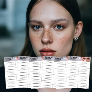 6D Water Transfer Waterproof Eyebrow Tattoo Sticker 3D Printed Face Application Temporary Paper Material