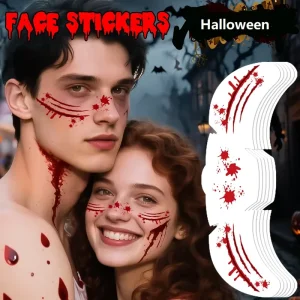 6PC Set Halloween Tattoo Sticker Spooky Bat Adhesive Decals