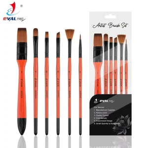 6pcs Artist Paint Brush Set Nylon Hair Orange Wood Watercolor Acrylic Oil Painting Brushes Drawing Art Supplies Brush