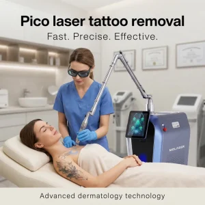 7 Articulated Stationary Picosecond Laser Nd Yag Machine for Tattoo and Pigmentation Removal 1320nm 1064nm Q Switched Air Cooling