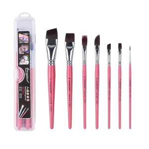 7-Piece Nylon Hair Body Painting Supplies Brush Set Face Paint Brushes with Wooden Handle for Kids