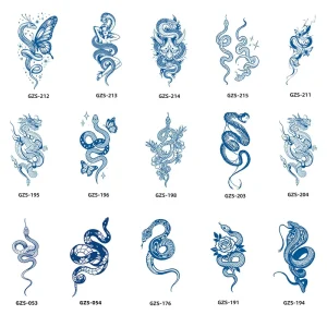 70x120mm Snake Flower Feather Tribal Totem Long Lasting 2 Weeks Waterproof Semi-permanent Body Art Temporary Tattoo Stickers