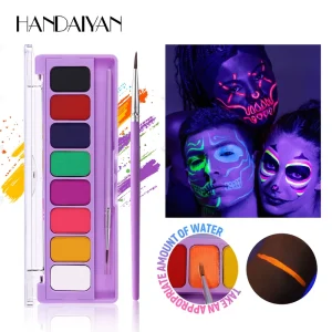 8-Color Face & Body Paint Palette, Quick-Drying, Halloween