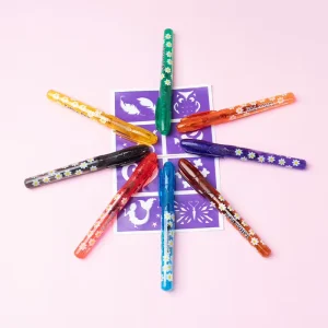 8-Color Professional Girls Body Makeup Tattoo Pens Stencils Set Teenager’s Washable Temporary Art for Parties Make-Up Gift Set