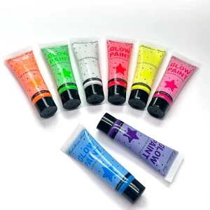 8 Color Professional Non-Toxic Children Safe Fluorescent Face Body Paint Supplies for Makeup Neon Glow in Dark Cosplay Halloween