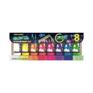 8 Colors 21ml Waterproof Fluorescent Luminous Painting Glow In The Dark Acrylic Paints Set