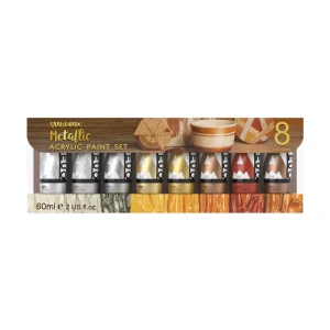 8 Colors 60ml Custom Metal Color Art Paint Acrylic Metallic Paints Set For Multi Surfaces
