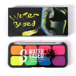 8 Colors Square Water Based Body Paint Quick Dry Non Fading UV Fluorescent Face Painting Pigment for Party Halloween Cosplay