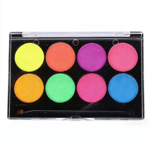 8 Coloured Glow UV Blacklight Neon Children’s Face Paint Kit Water Based Fluorescent CE Certified Natural Plant Body Painting