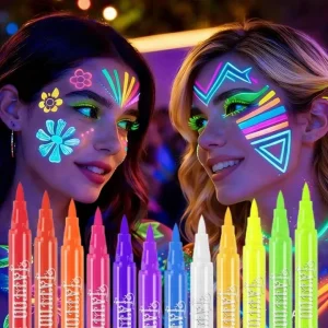 8 Glow Dark Temporary Body Paint UV Neon Face Paint Face Painting Pens Tattoo Markers Skin Festival Essentials Halloween