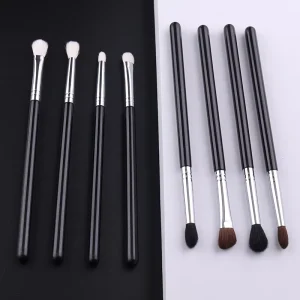 8 Piece Wood Copper Handle Natural Hair Eye Eyebrow Shaving Brush Set Super Fine Tips Professional Makeup Concealer