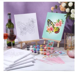 8 X 10 Inch Handpainted Animal Acrylic Waterproof Canvas Painting Kits Personalized Customization Easel Brushes for Kids