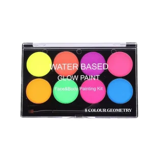 8 color square Fluorescent Watercolor Body Paint Water based Non fading Quick drying