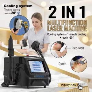808nm Laser Diode Hair Removal 2 Handle 3 Wavelength Portable Laser Hair Removal 755 808 1064 Hair Tattoo Removal Machine