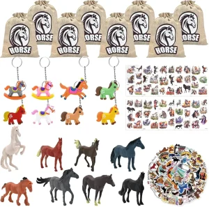 84 Pcs Horse Party Favors 8 Sets of Horse Themed Goodie Bags Small Gift Toys for Kids Birthday Party Supplies