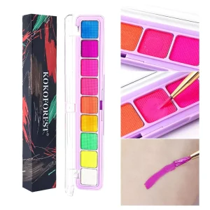 9-Color Neon Face and Eye Shadow Palette, Water-Soluble Body Makeup
