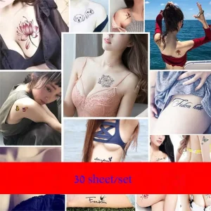 90*65mm Sexy Temporary Tattoos for Women Girl Adult Body Art Realistic Fake Rose Tattoo Sticker Covers